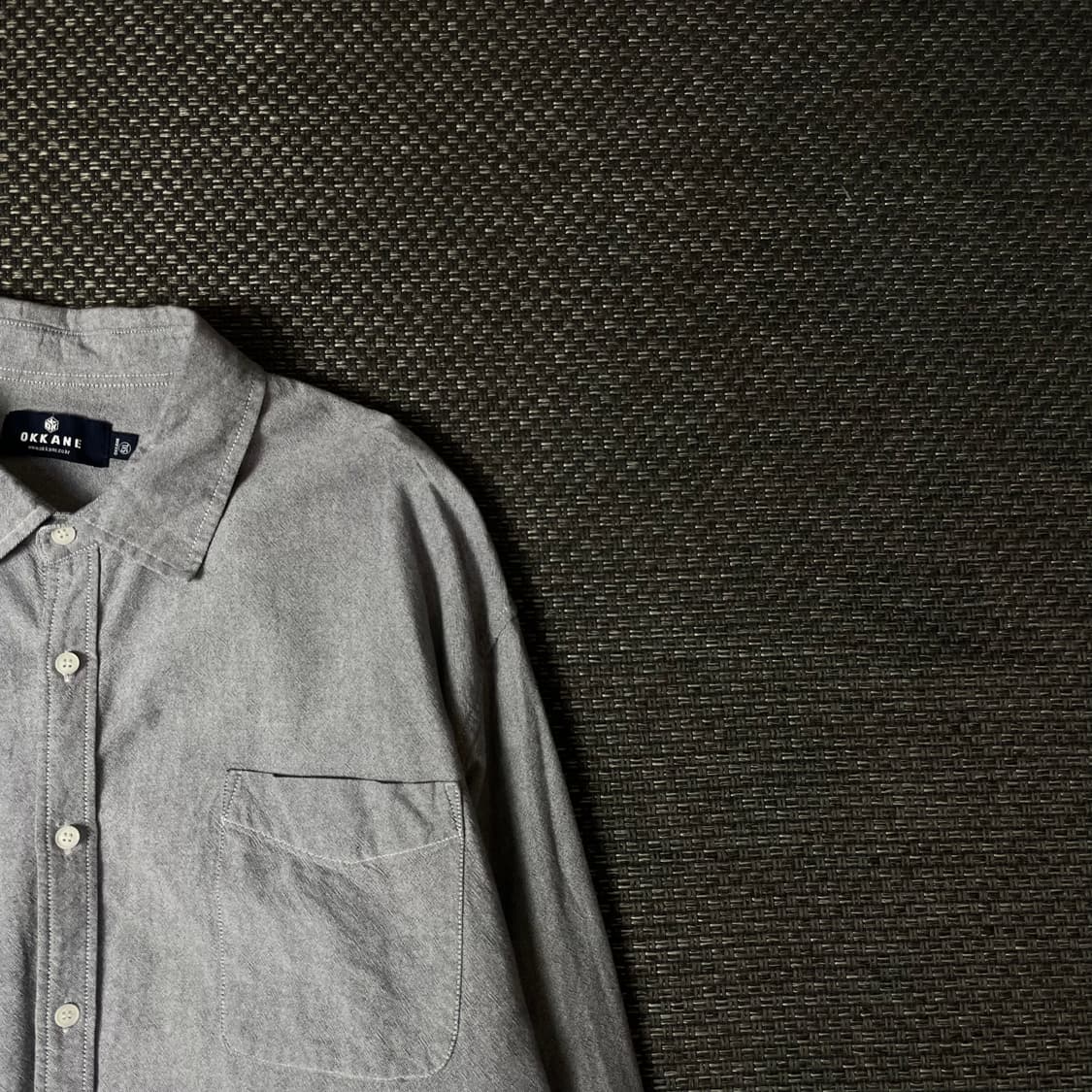 오까네 그레이 원포켓 옥스포드 긴팔 셔츠 5XL 상품이미지3