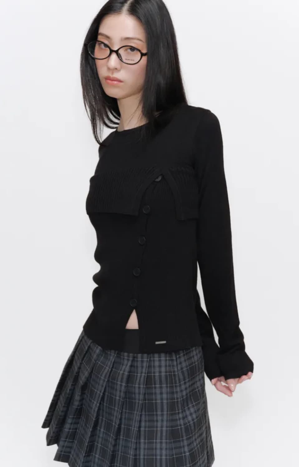 미세키서울 레이어드 플립 니트 블랙 상품이미지2