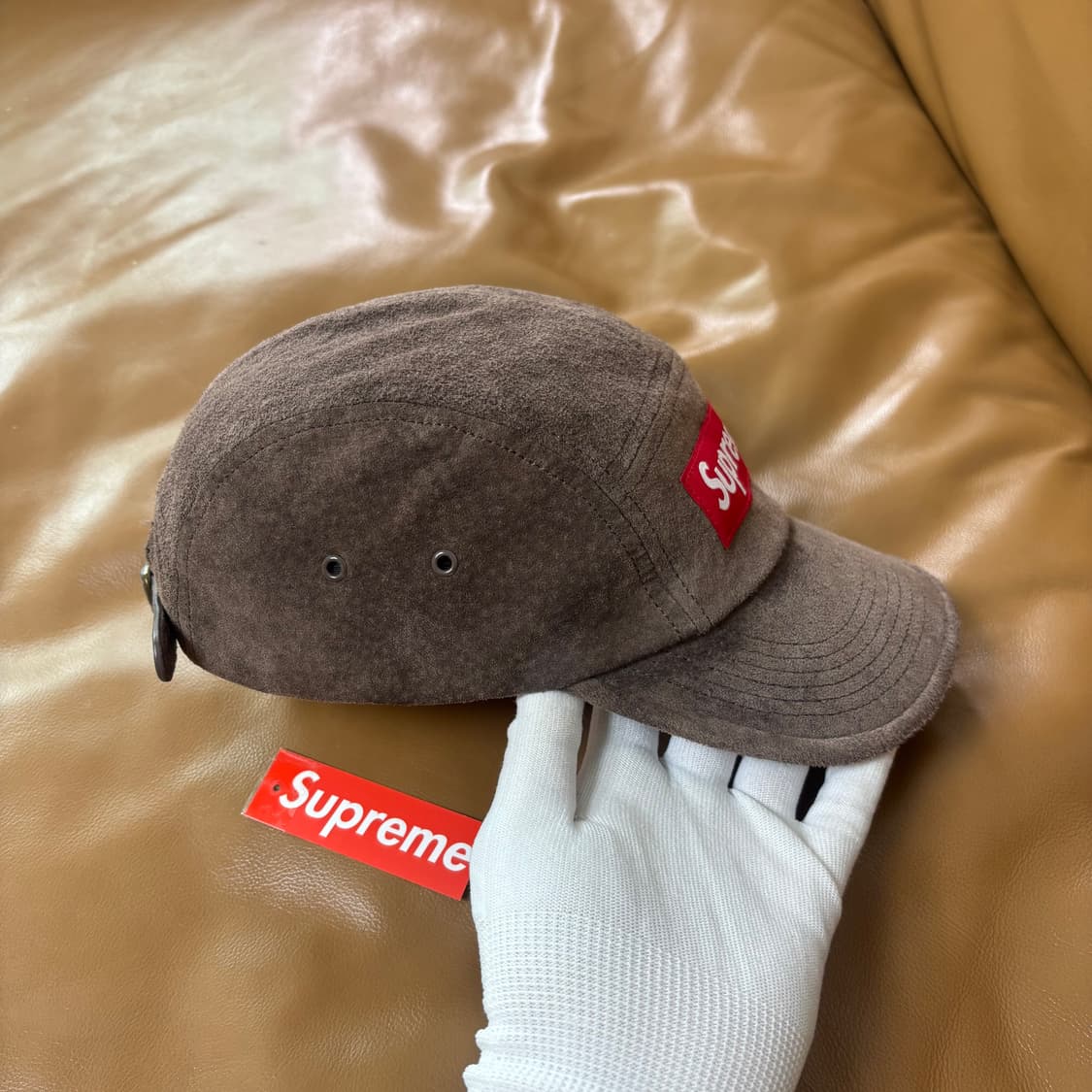 슈프림 캠프캡 모자 박스로고 23ss 스웨이드 브라운 상품이미지4