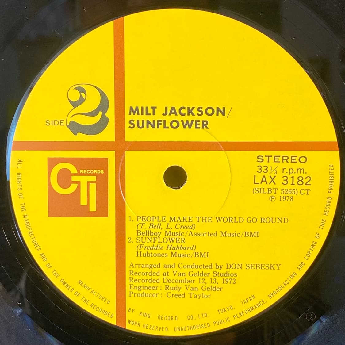 (수입중고LP-재즈) Milt Jackson -Sunflower 상품이미지5