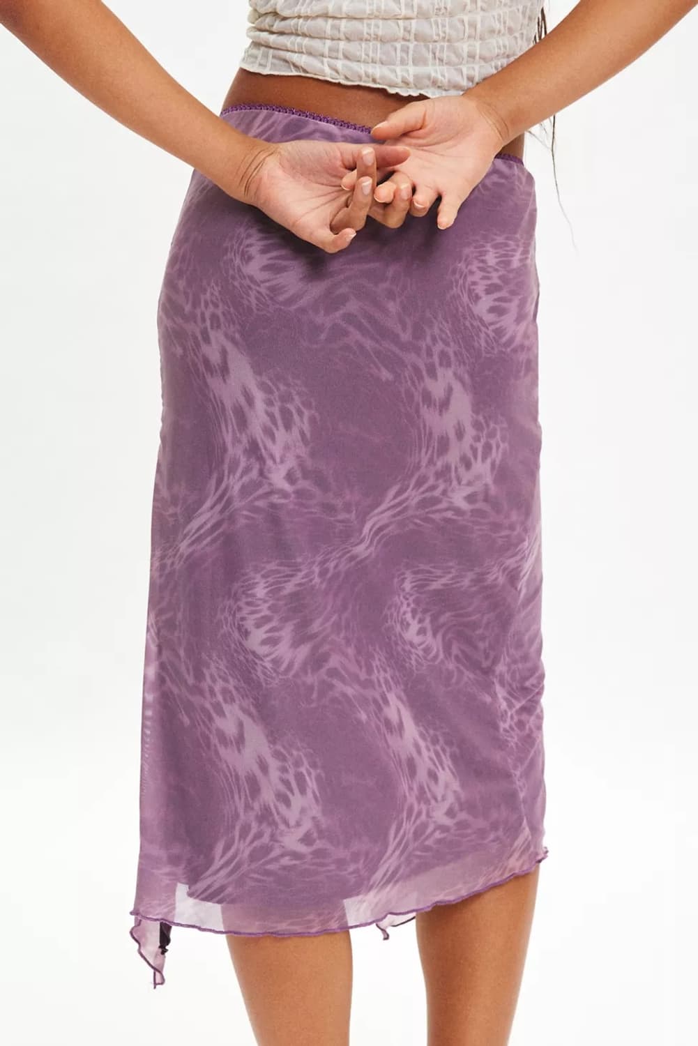 어반아웃피터스 메쉬 미디 스커트 퍼플M/레오파드 애니멀프린트 상품이미지4