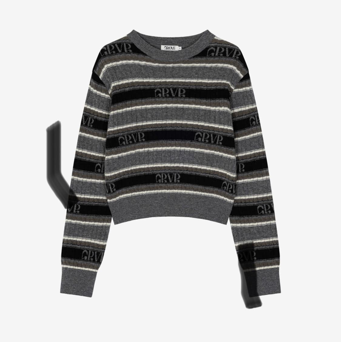 그로브 스트라이프 케이블 니트 그레이 상품이미지3