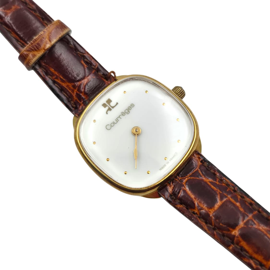 80s 프랑스 꾸레쥬 모던 스크린 레더 손목시계 상품이미지3