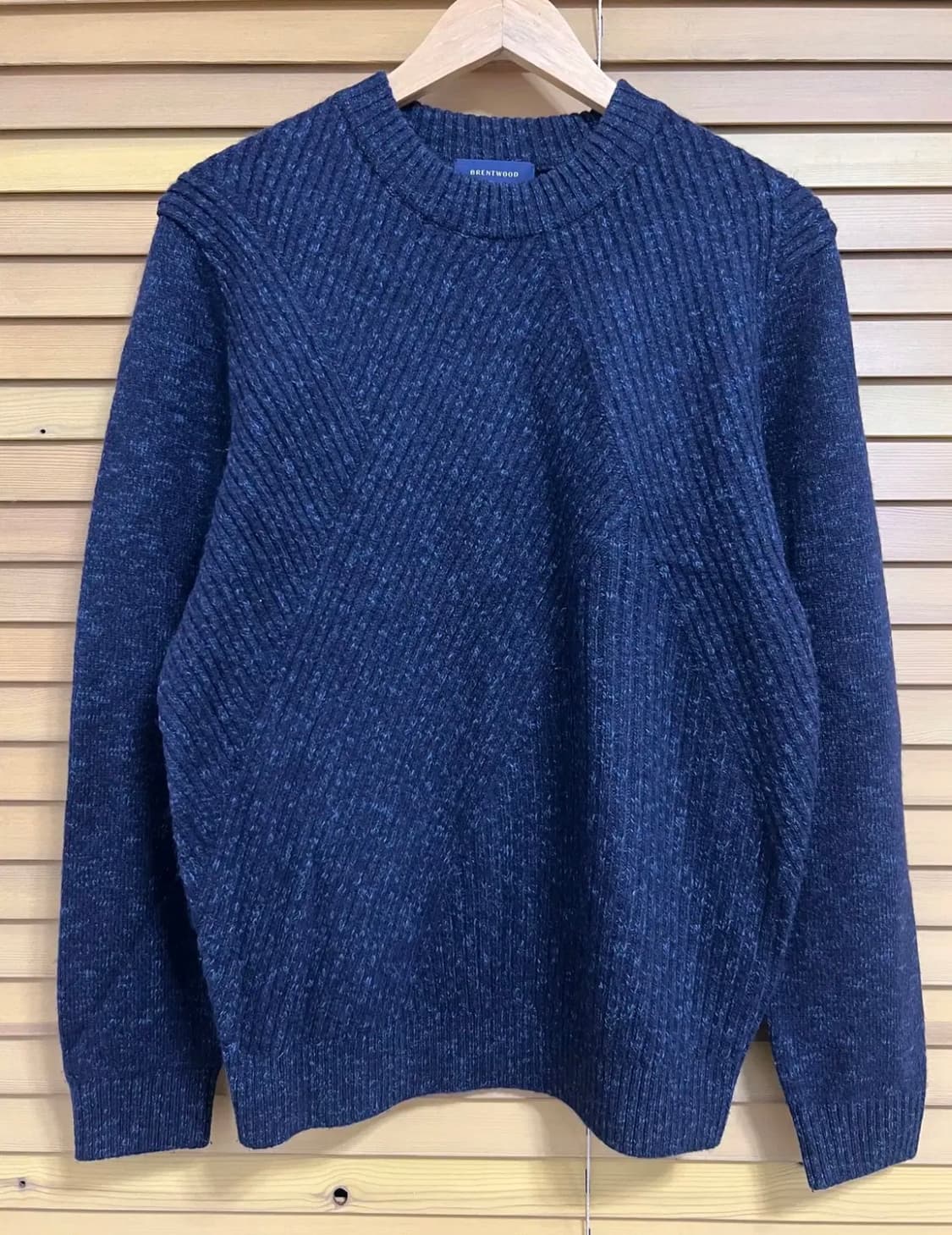 브렌우드 남성 네이비 라운드울코튼니트 상품이미지2