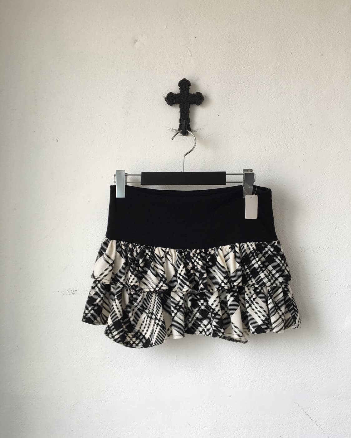 Check pattern layer mini skirt 상품이미지1
