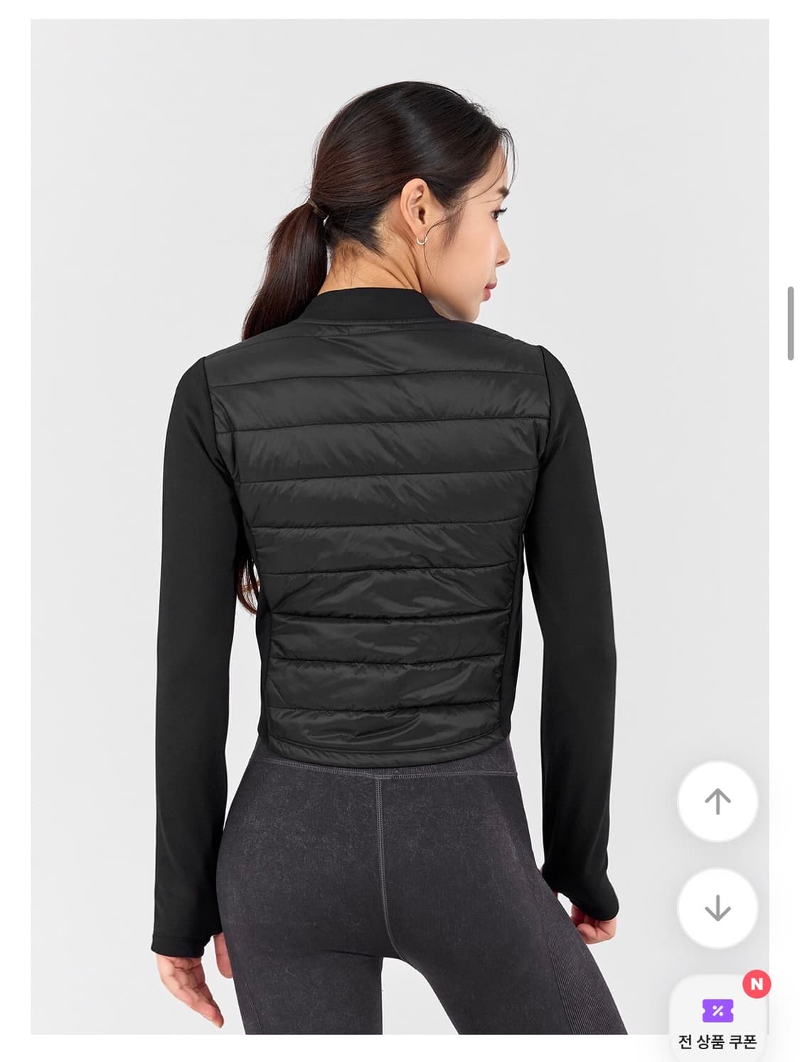 젝스믹스 스몰 경량패딩 저지자켓 블랙 가디건 요가 필라테스 헬스 상품이미지3