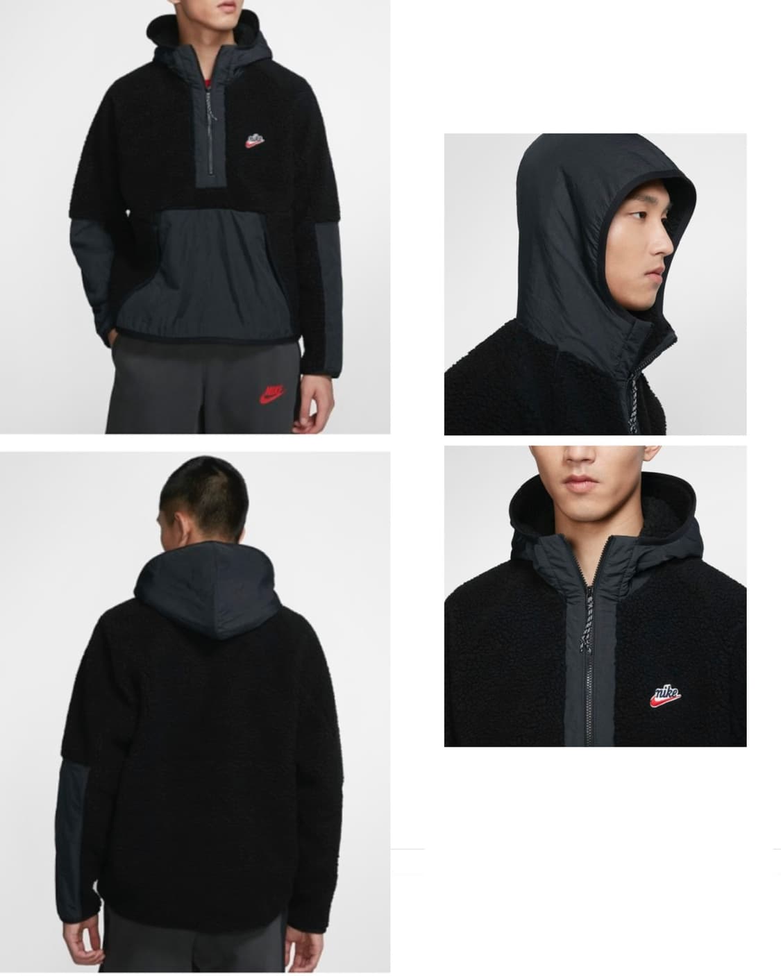 나이키 헤리티지 하프집업 뽀글이 셰르파 아노락 후드 자켓 M _ 블랙 상품이미지2