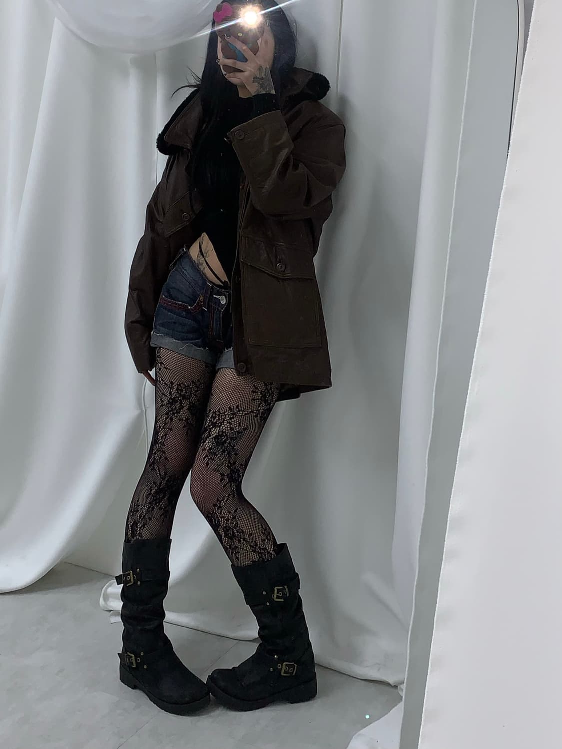 brown fur leather jacket 상품이미지1