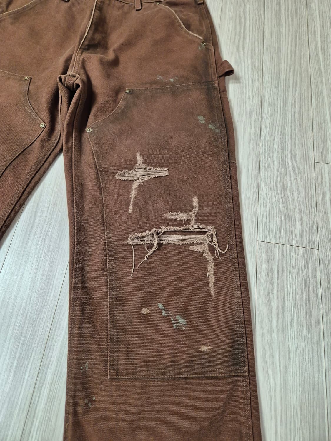 카미야 KAMIYA 보로 덕 페인터 팬츠 브라운 (S) 상품이미지2