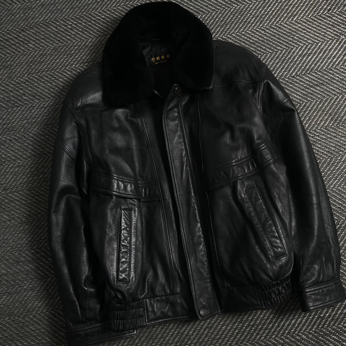 빈티지 양가죽 봄버 퍼 카라 레더 가죽 자켓y 3771 상품이미지1