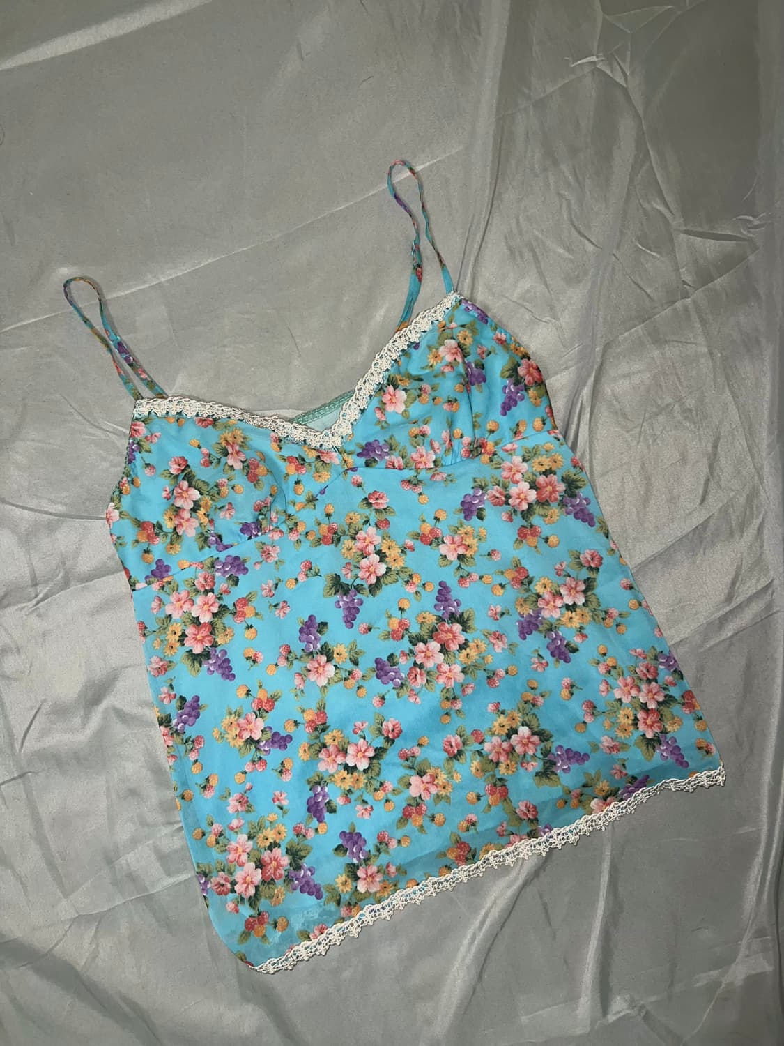 ✨vintage flower pattern sleeveless 하늘✨ 상품이미지1