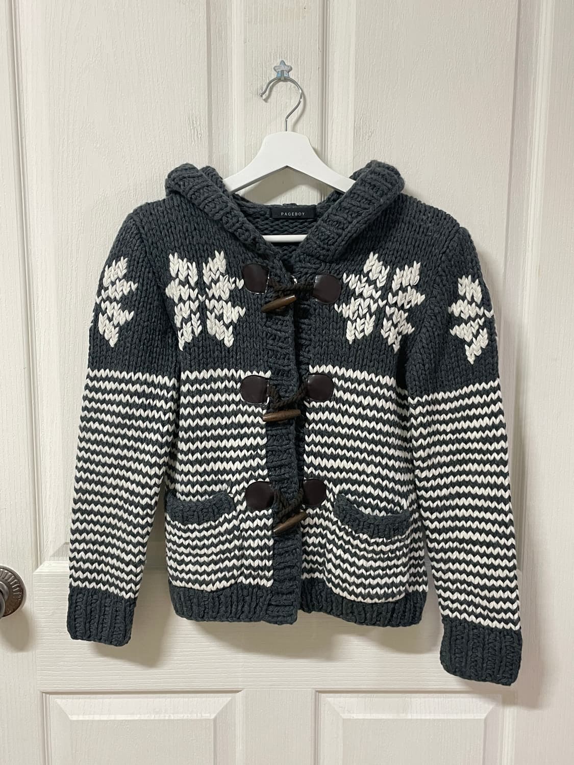 코위찬 네이비 후드 니트 상품이미지1