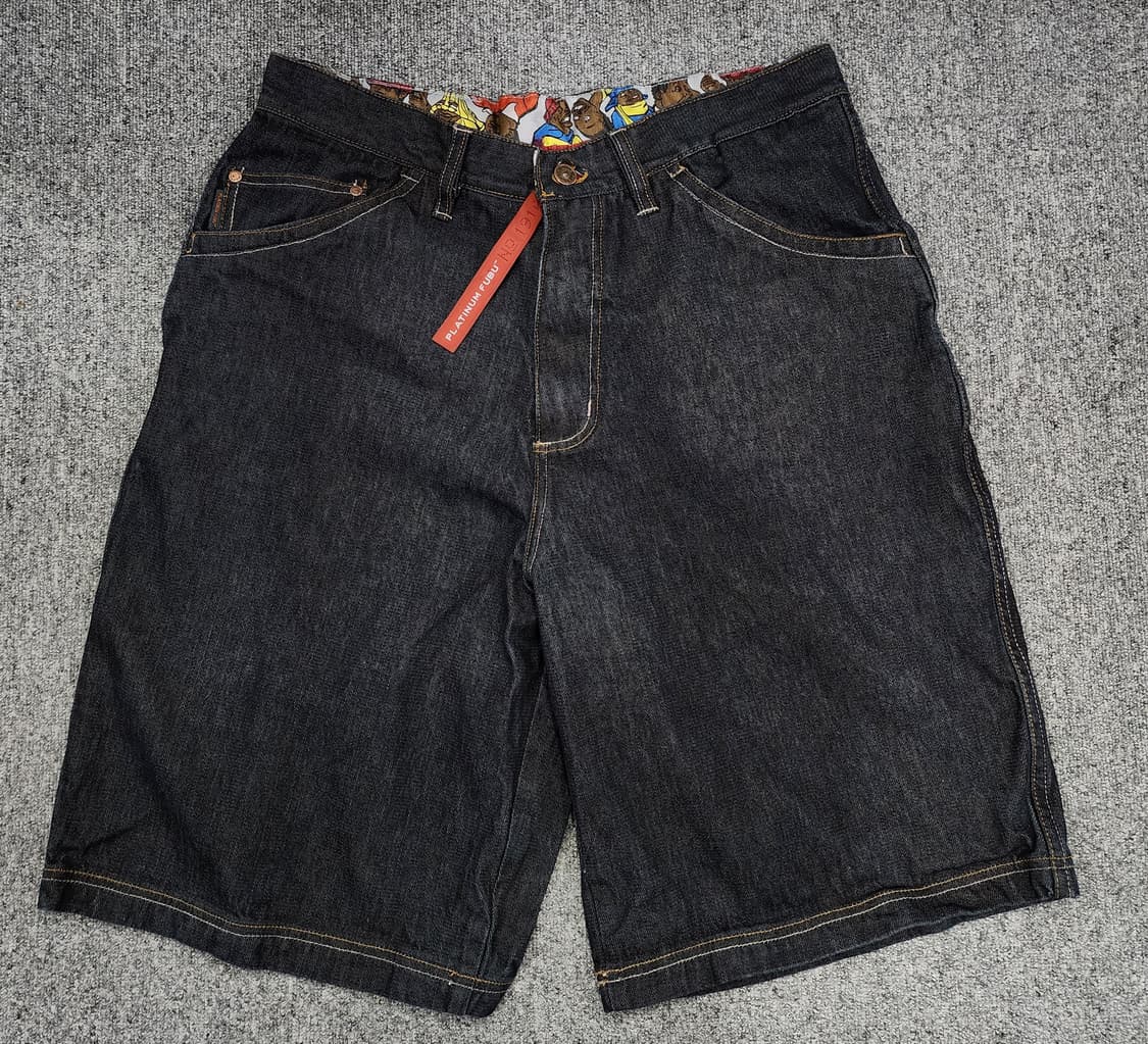 FUBU 후부 플래티넘 팻 엘버트 자수 데님 하프팬츠 반바지 상품이미지2