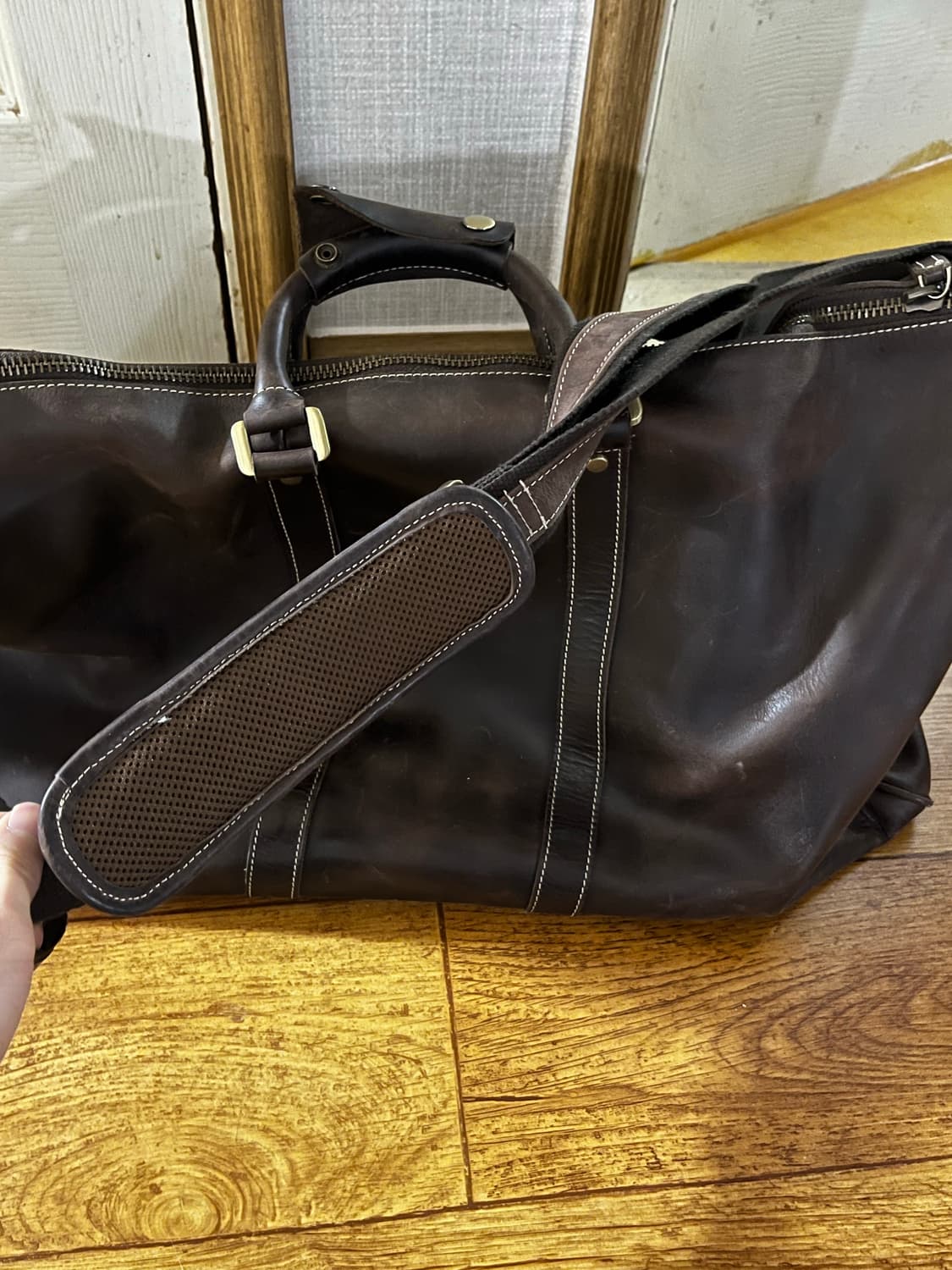 가죽 레더 보스턴백 크로스백 브라운 상품이미지6