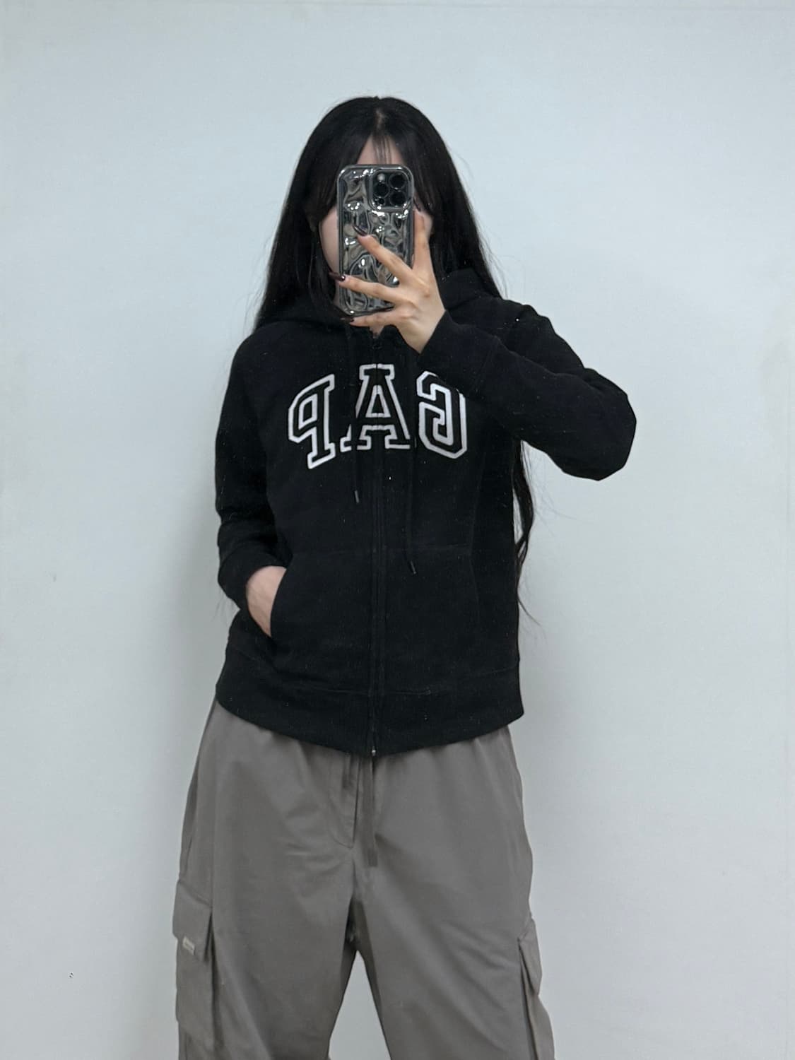 갭 부클로고 후드집업 블랙 E33 상품이미지1