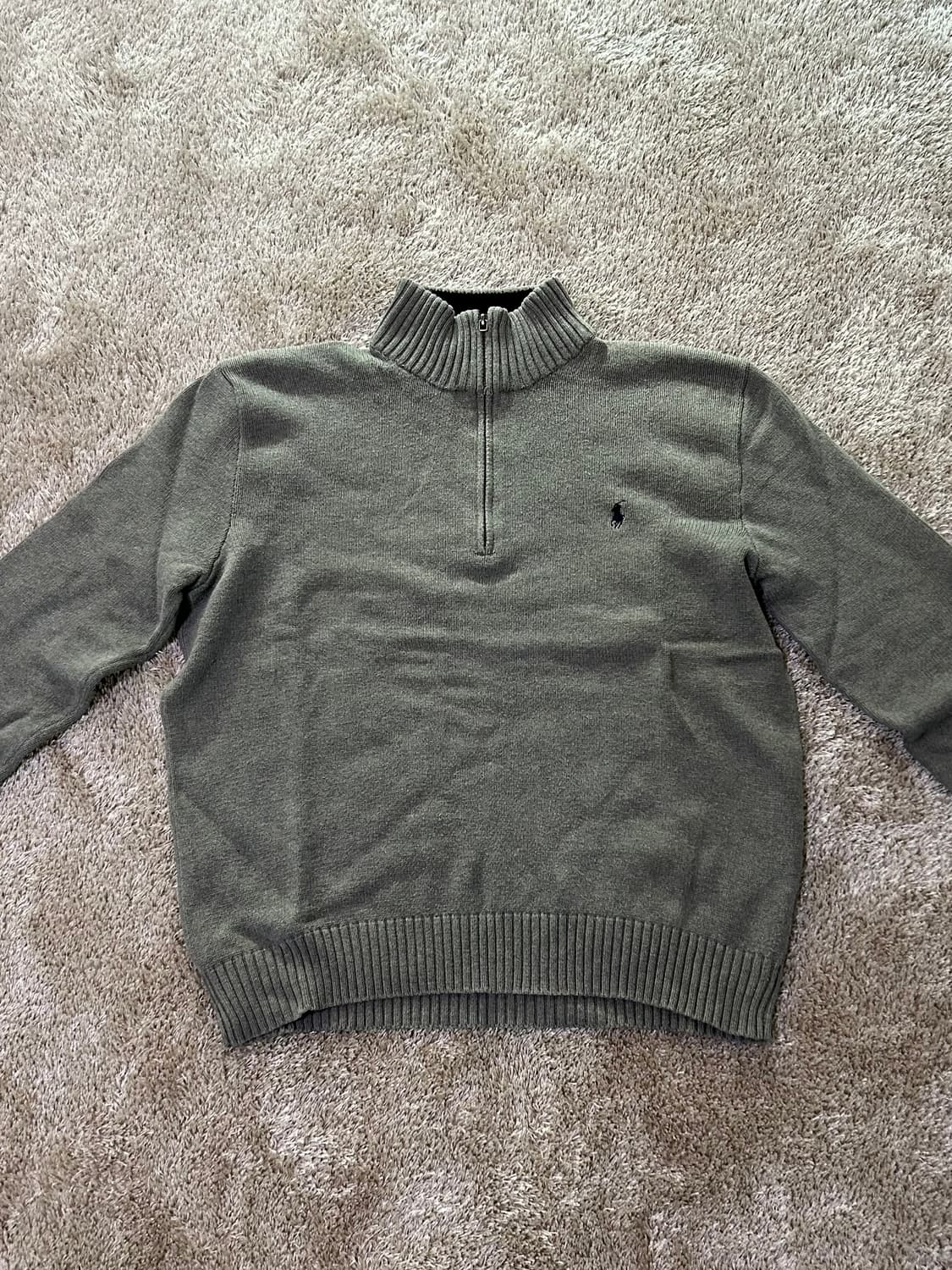 Polo knit jip-up - khaki (100) 상품이미지1