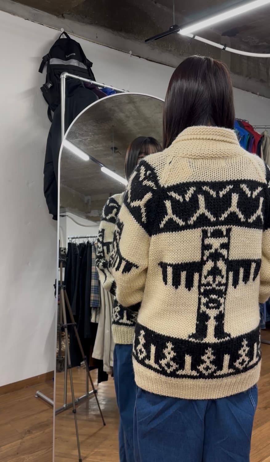 빈티지 인디안 코위찬 니트집업 상품이미지2