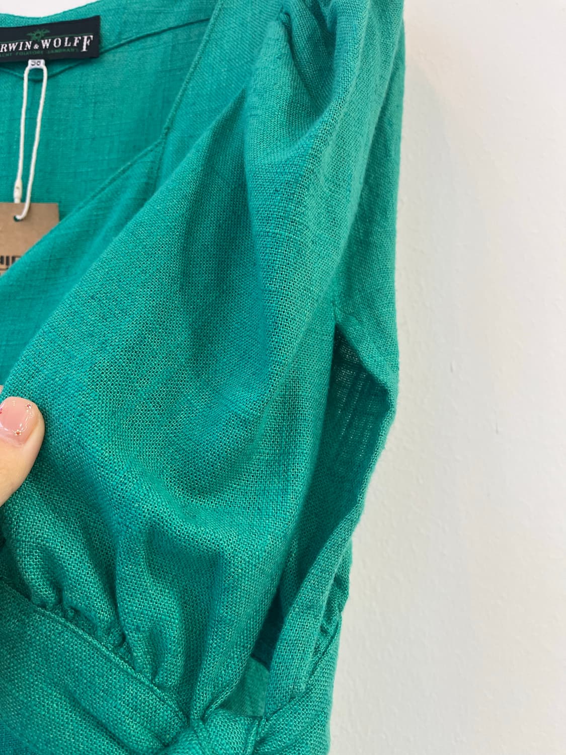 [희귀/유럽빈티지]  그린 린넨 혼방 빈티지 원피스 상품이미지6