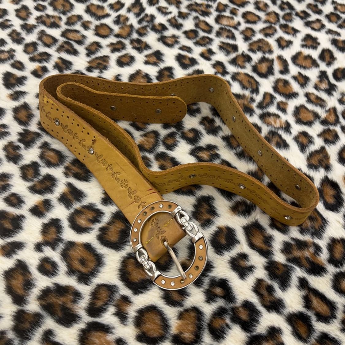 빈티지 레트로 웨스턴 히피 펀칭 스터드 벨트 C09647 상품이미지3