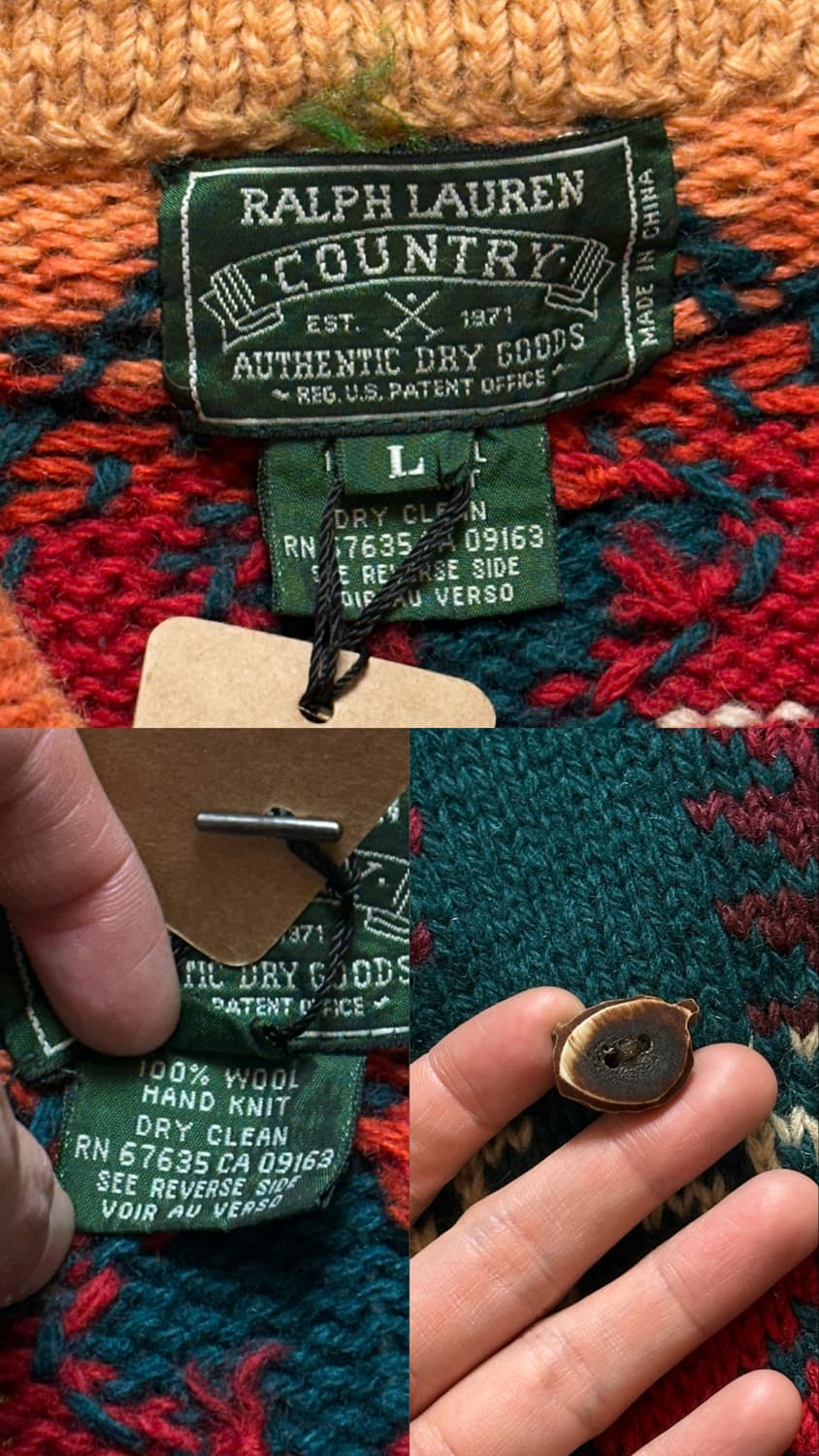 90's 폴로 컨트리 니트 로브 코트 더블알엘 나바호 상품이미지9