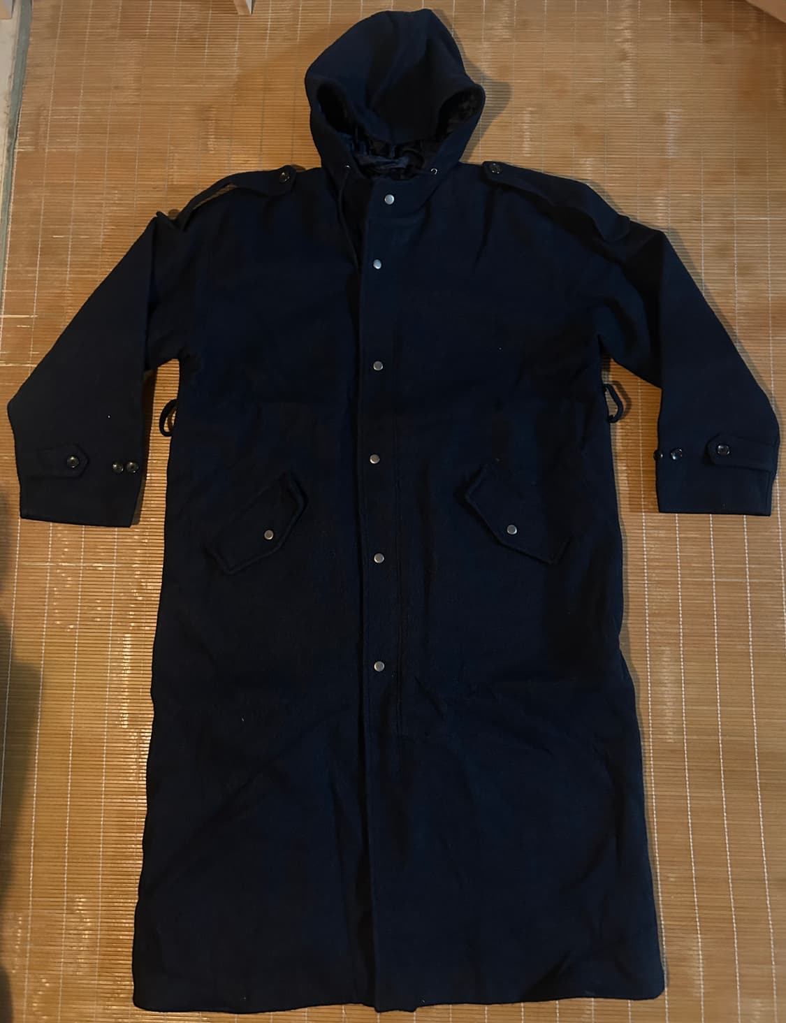 빈티지 헤비울 후드 롱코트  상품이미지1