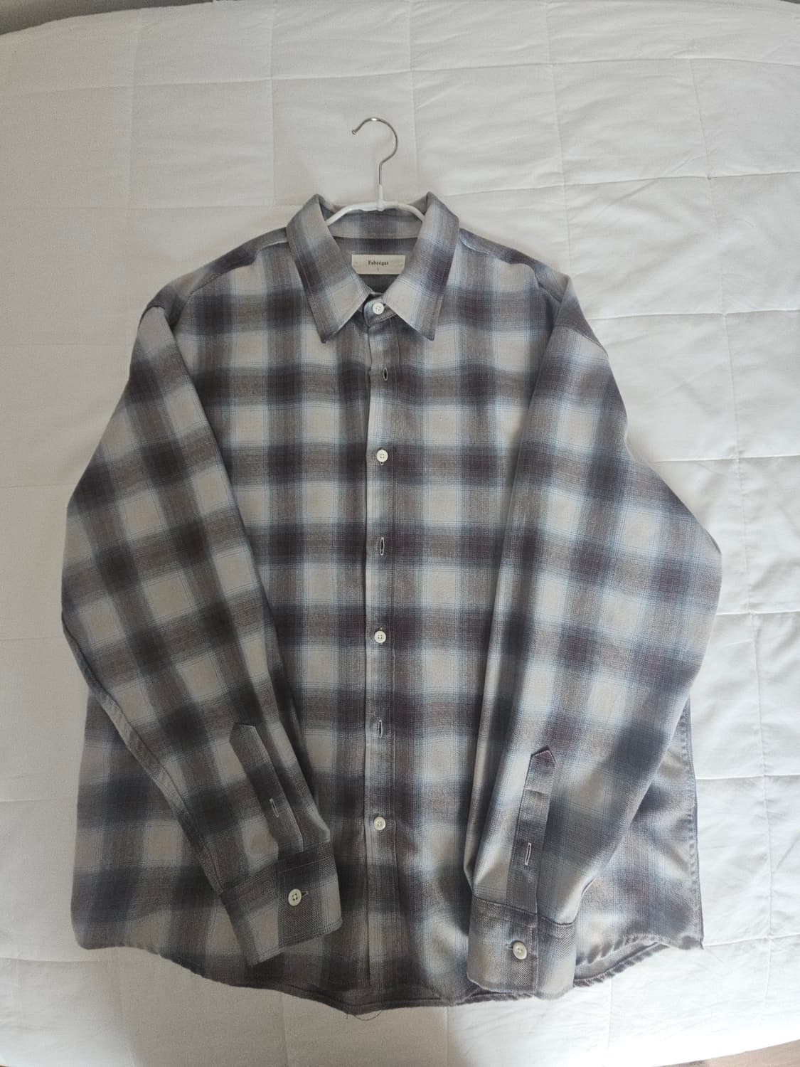 파브레가 옴브레 체크 셔츠 베이지 상품이미지3