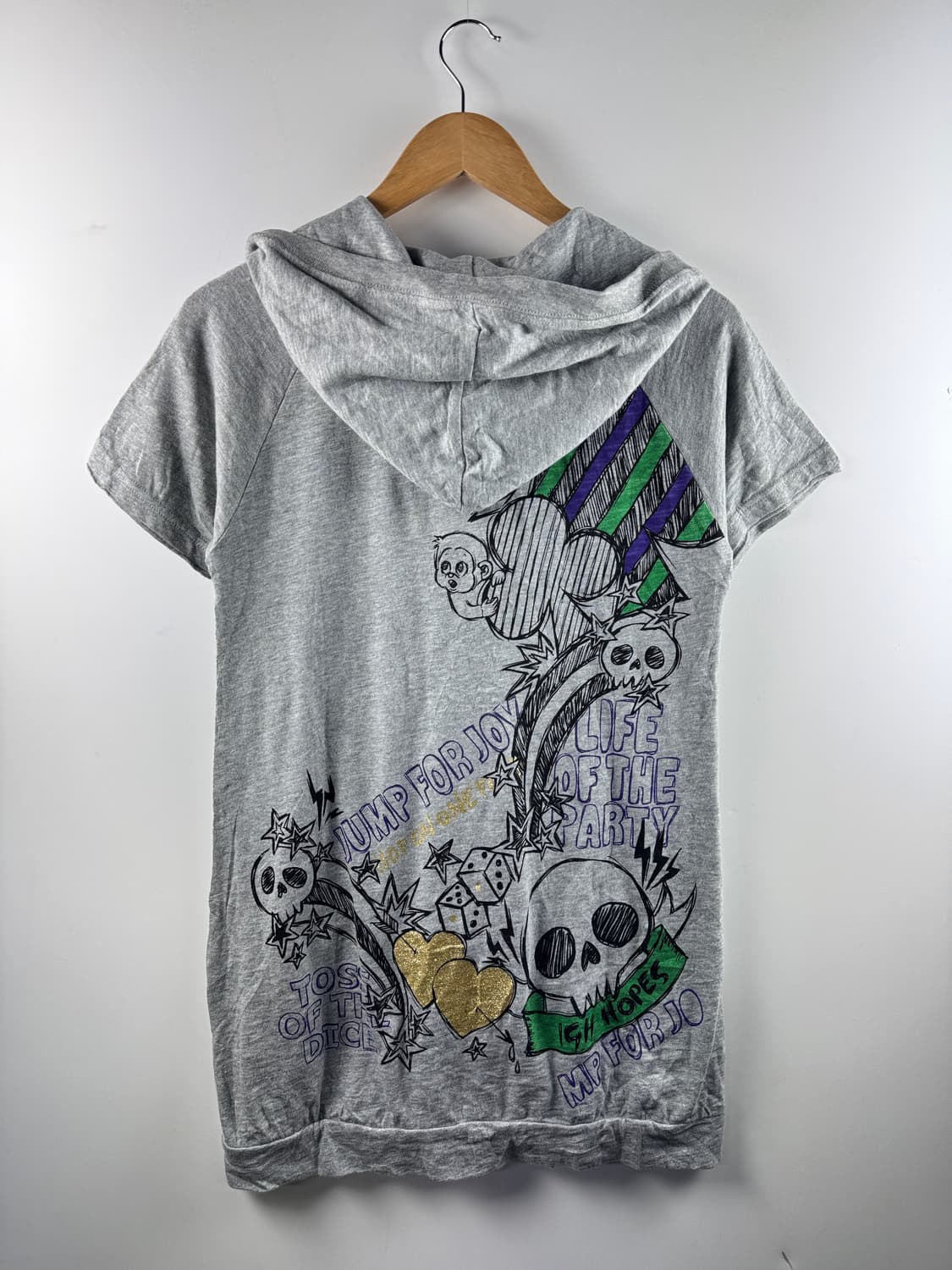 JPN 핀터 스컬 반팔 롱후드집업1796 상품이미지4