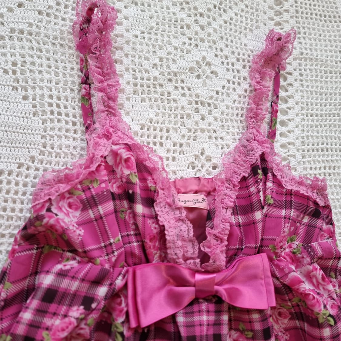 Sugar Gloss 핑크 로즈 체크 캐미솔 원피스 (MARS ) 상품이미지7