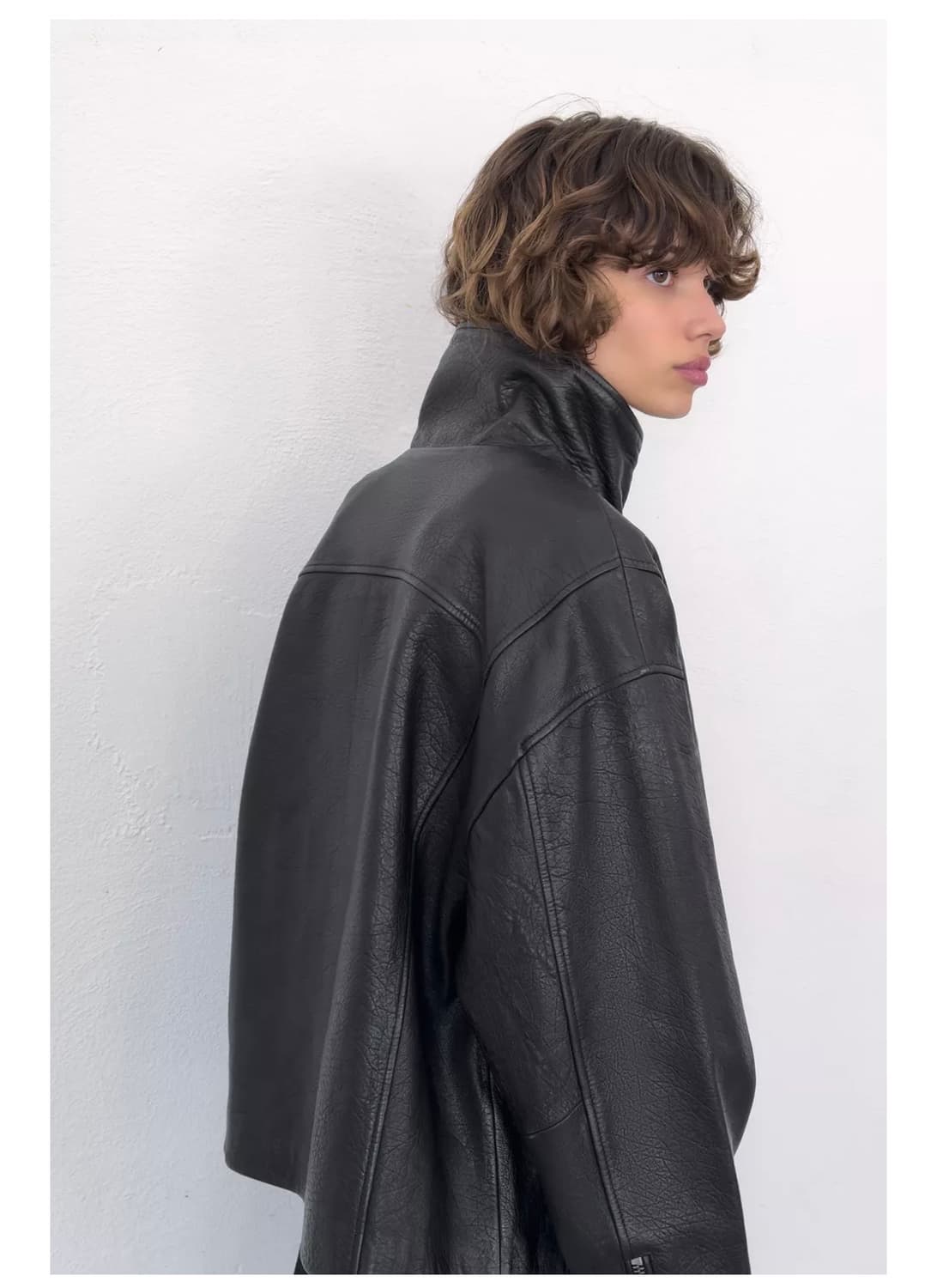 하이넥 램스킨 레더 자켓 상품이미지3