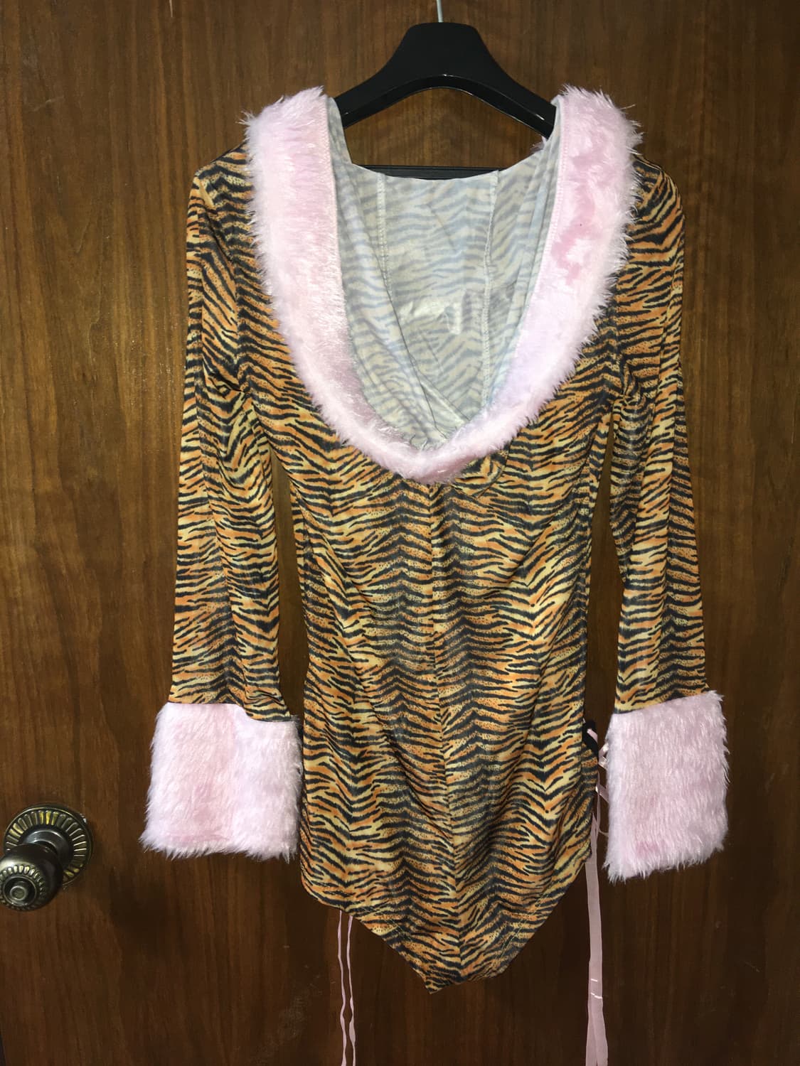 갸루 타이거 프린트 바디수트 레그워머 세트 상품이미지2