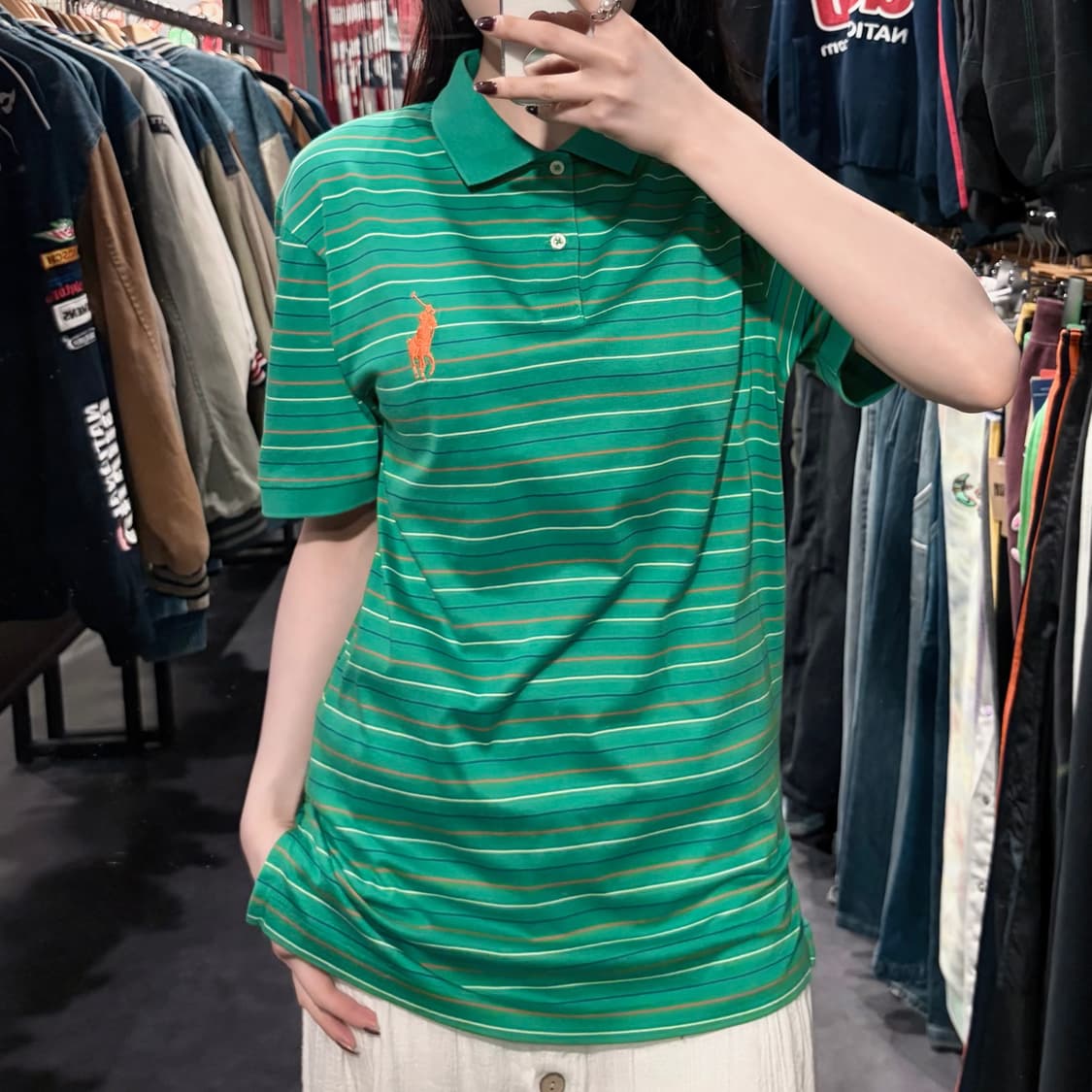 [IM] 폴로랄프로렌 스트라이프 반팔 피케 셔츠 그린 상품이미지3