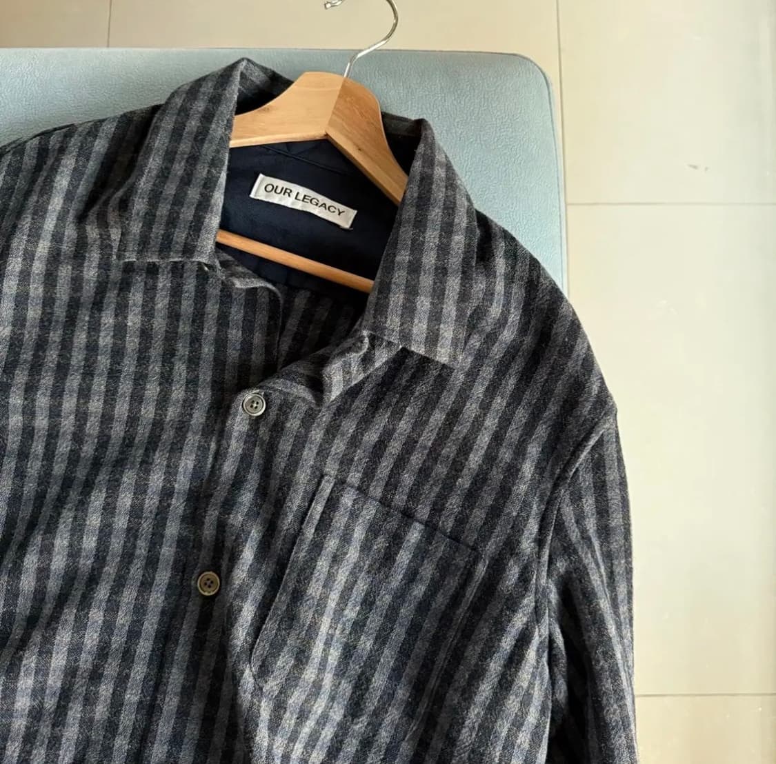 [50] 아워레가시 heusen 체크 울 셔츠 상품이미지4