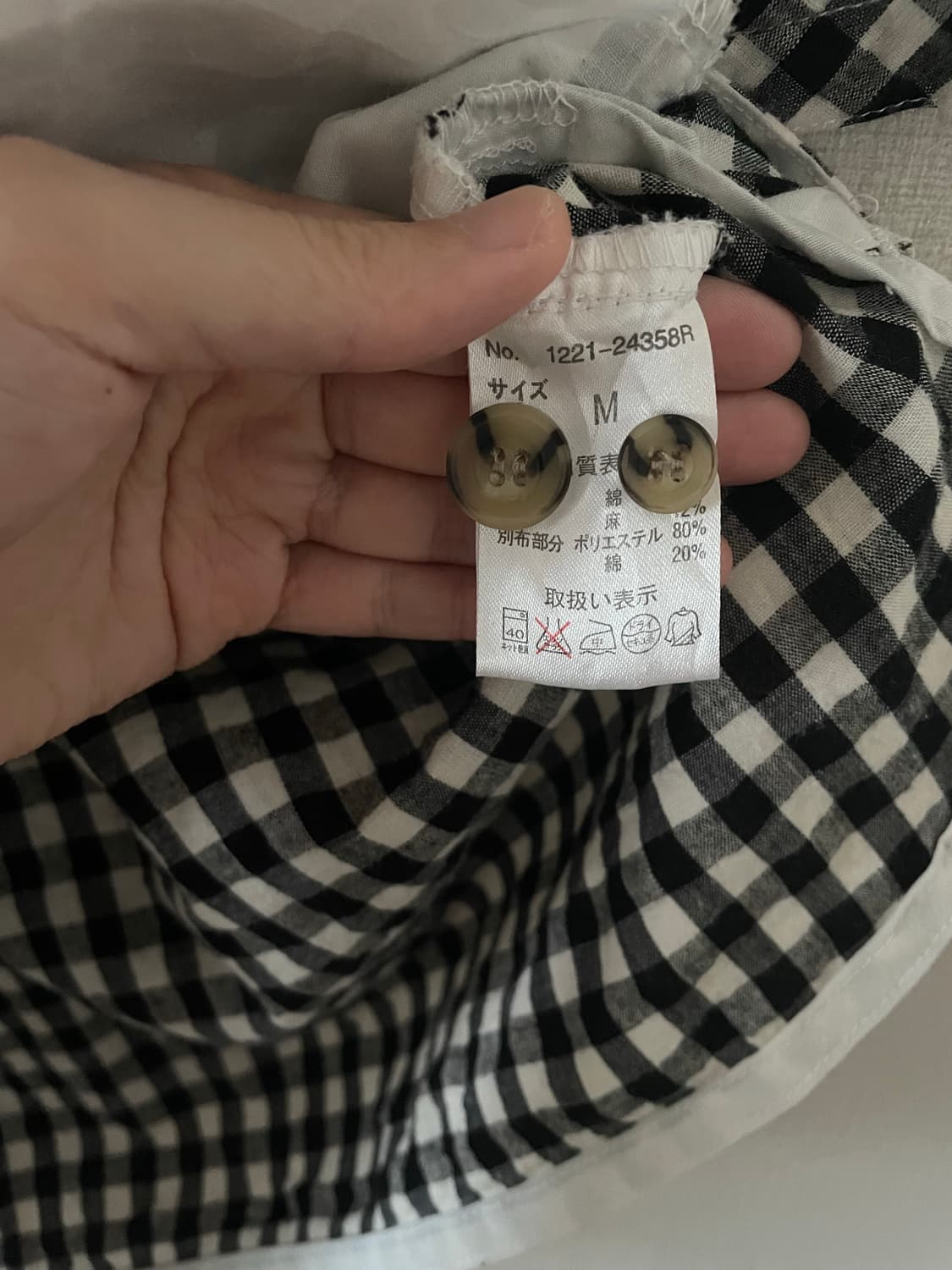 빈티지 깅엄 체크 반팔 블라우스 상품이미지5