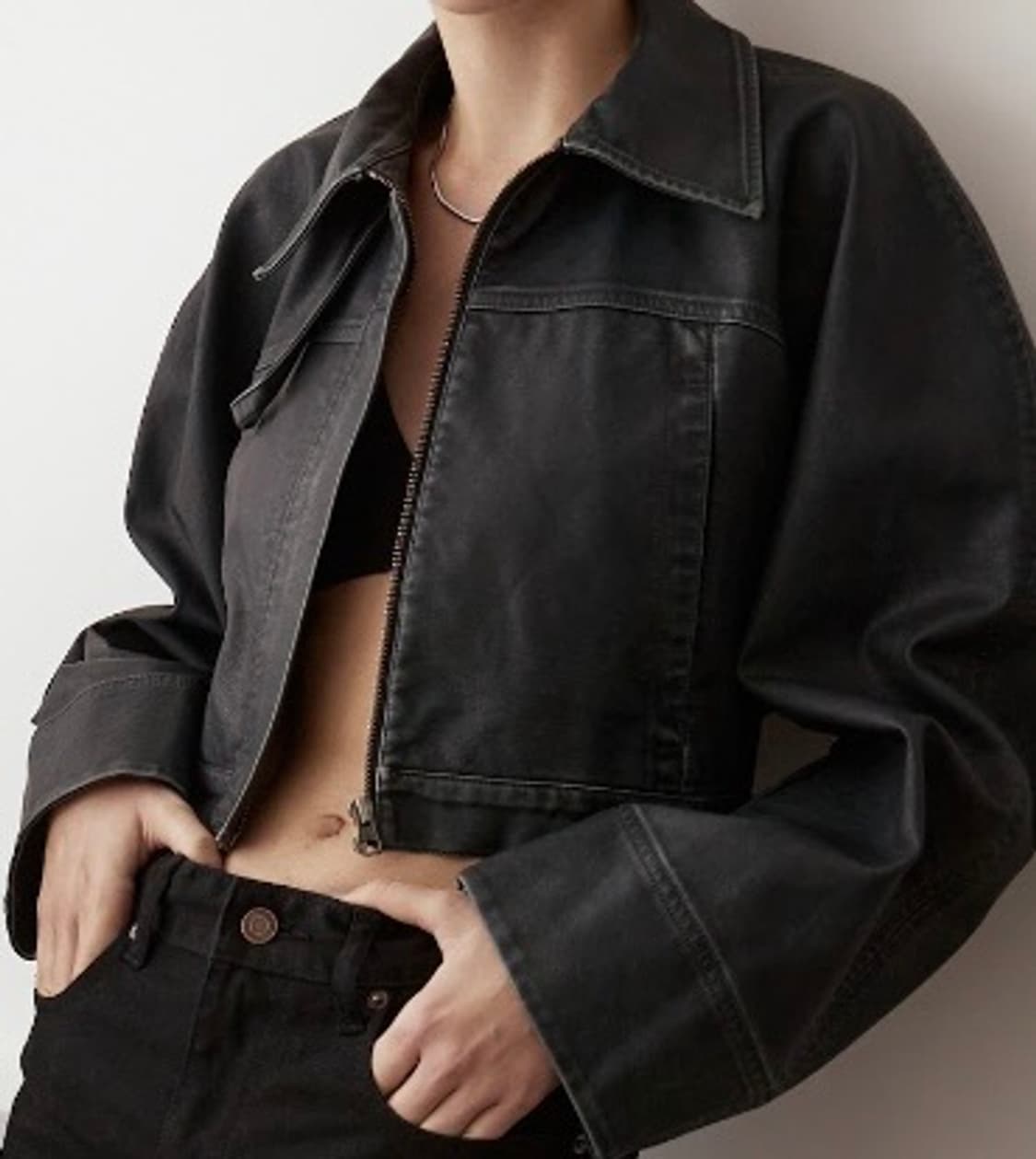 더일마 레더 라이더 크롭 점퍼 자켓 상품이미지1