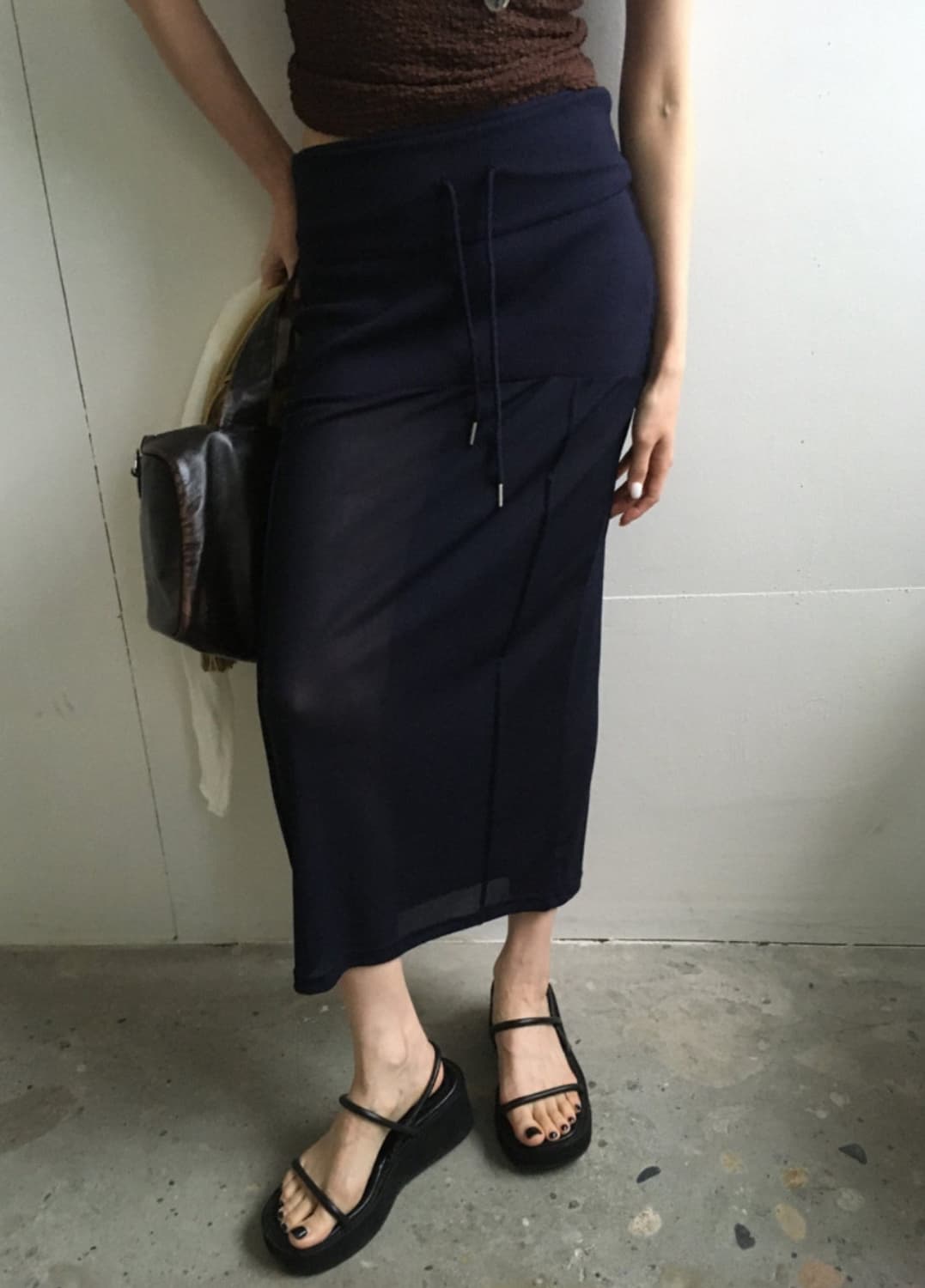 브리드 텐텐 스커트 - 네이비 상품이미지1