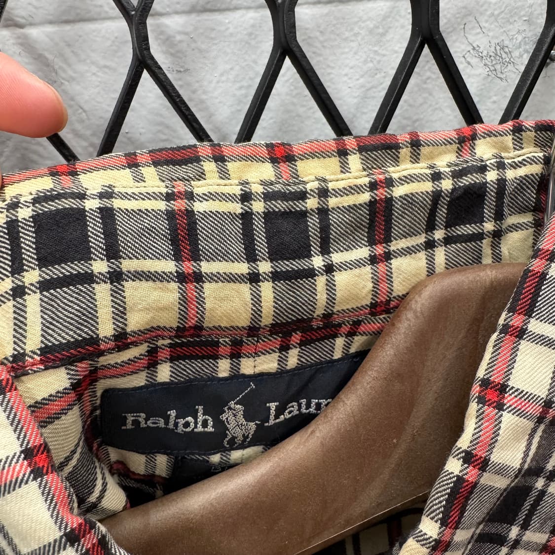 폴로 랄프로렌 긴팔 체크 셔츠 레드 포니 로고 포인트 네이비레드 상품이미지9