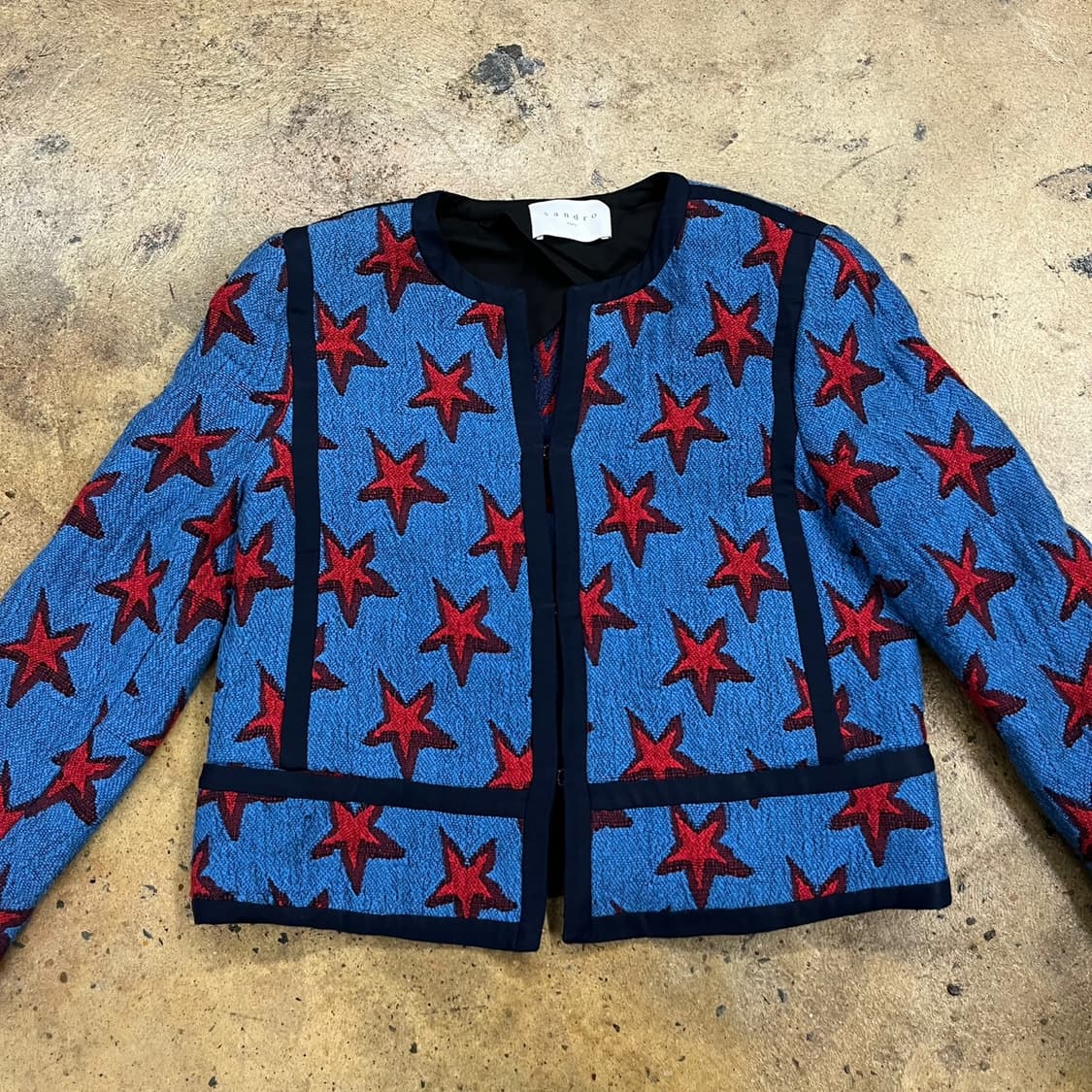 [정품/36] 산드로 별 패턴 자켓 블루 레드 b17 상품이미지3
