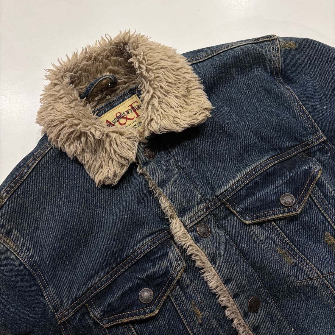 [L] 아베크롬비 워싱 데님 쉐르파 자켓 C950 상품이미지3