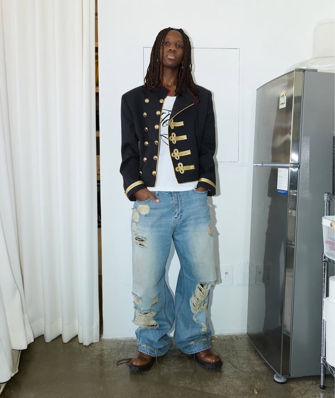 하우스네버다이 마이클잭슨 스타일 크롭기장 나폴레옹  자켓 상품이미지1