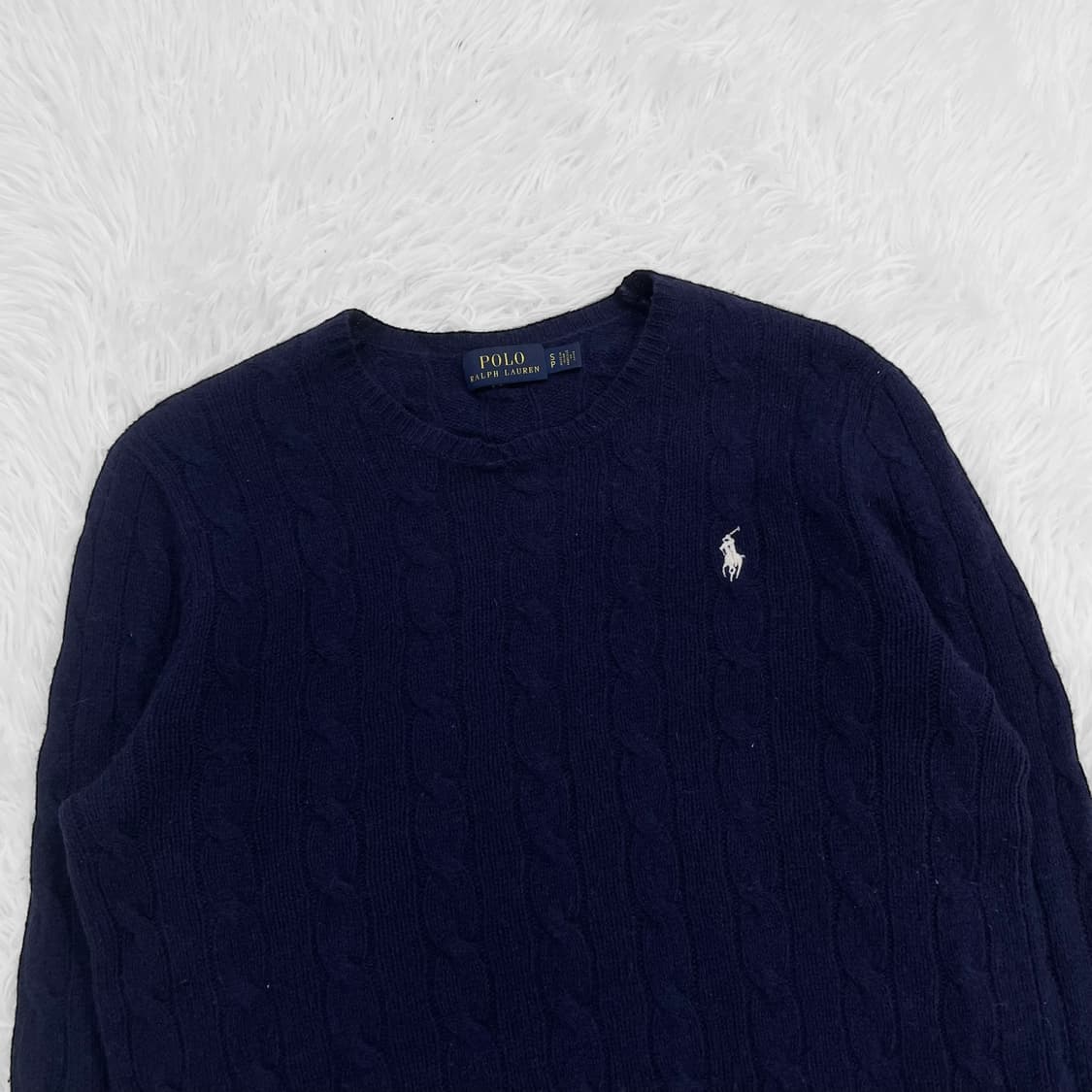 폴로 랄프로렌 포니 로고 케이블 니트 네이비 상품이미지3