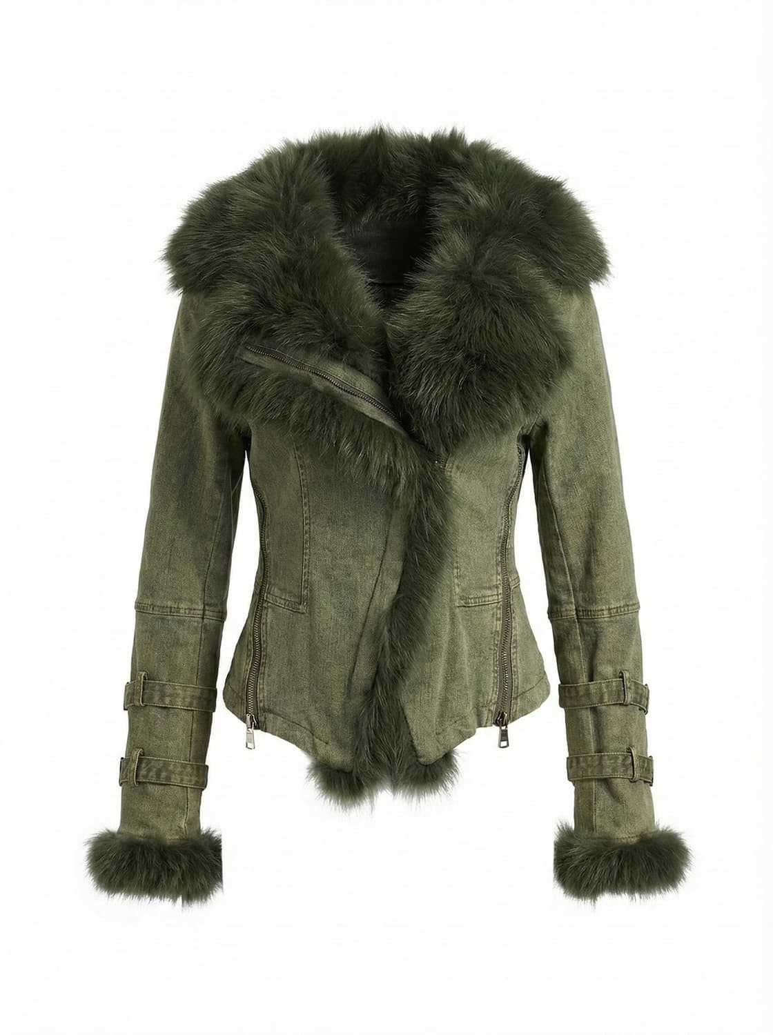 vintage fur denim hoodie jacket 상품이미지2