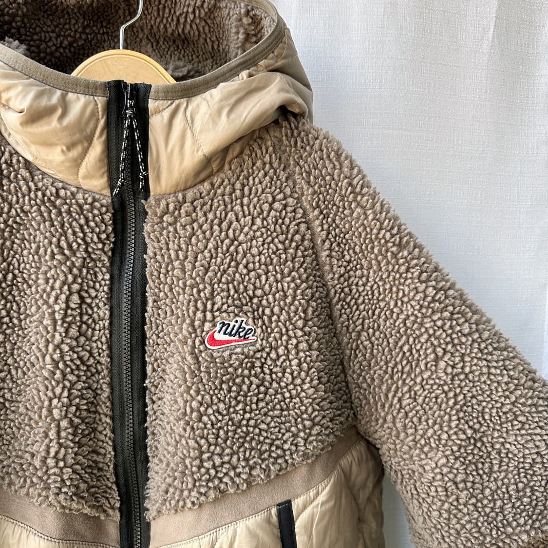 나이키 헤리티지 퀼팅 쉐르파 후디 자켓 카키 브라운 XL 상품이미지2