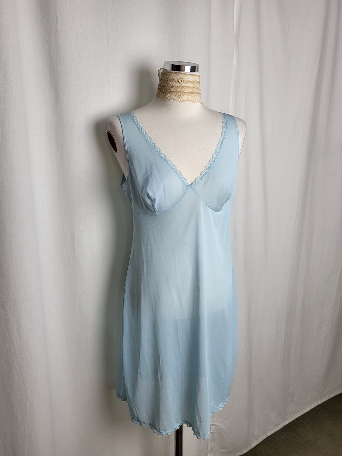 빈티지 블루 슬립 원피스 상품이미지1