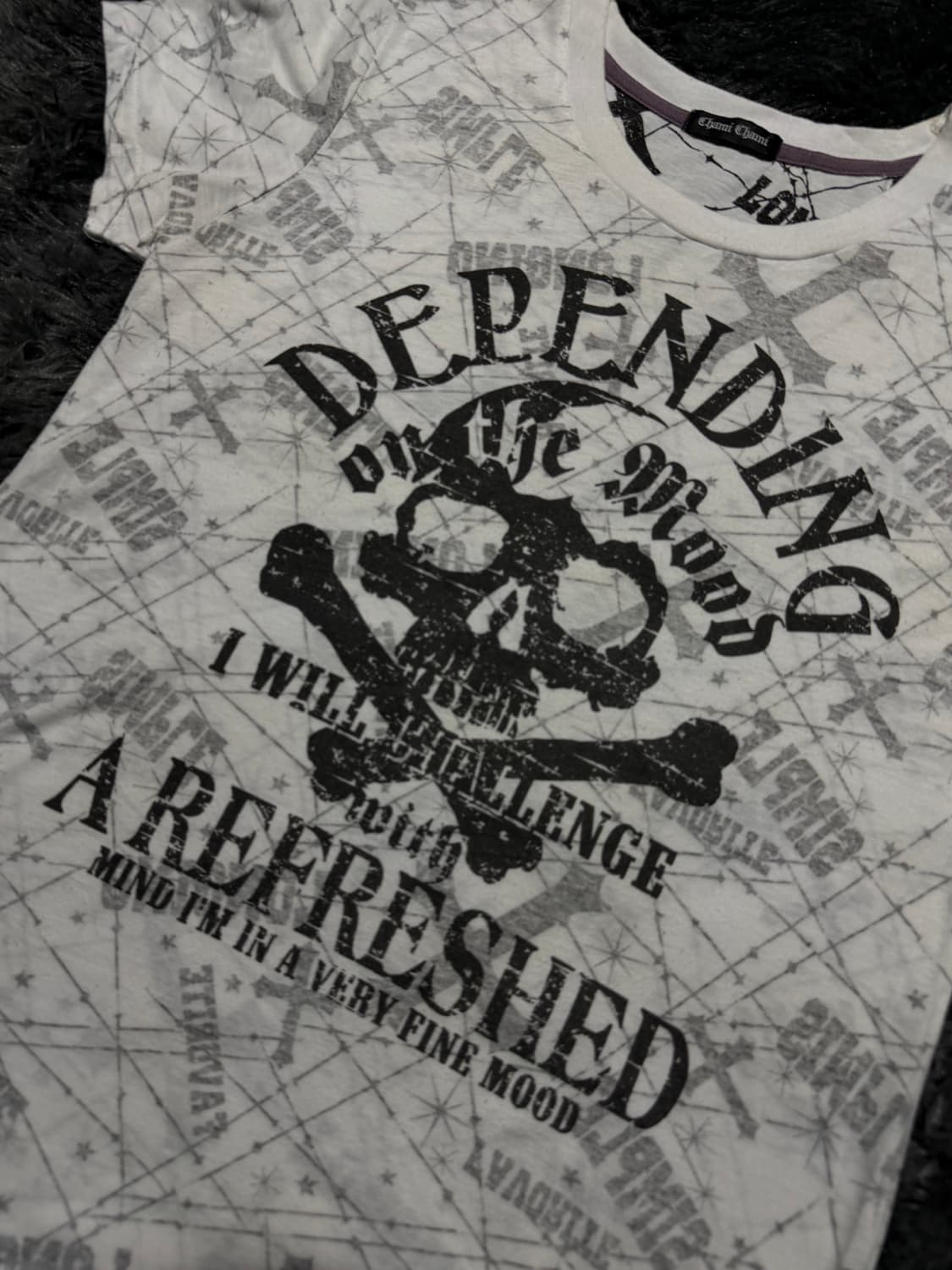 해골&레터링 프린팅 Y2K 반팔 상품이미지3