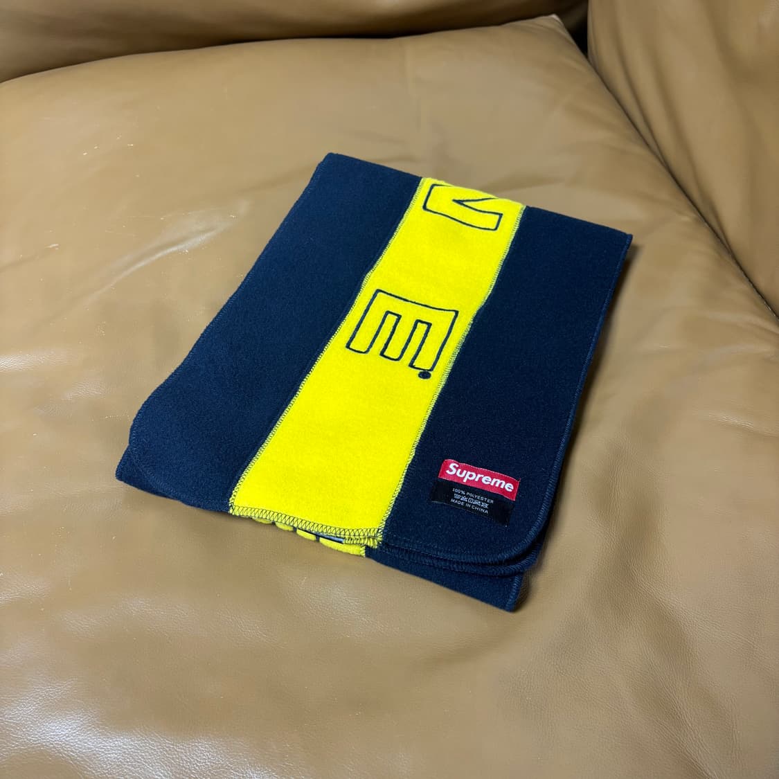 슈프림 머플러 목도리 투톤 네이비 옐로우 상품이미지1