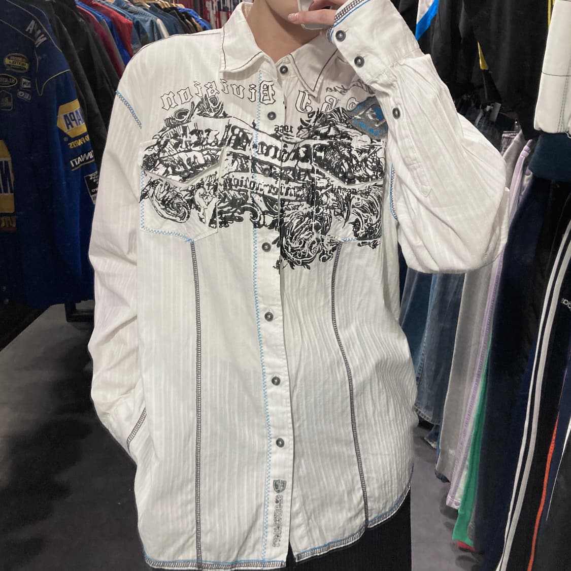[IM] vtg 웨스턴 프린팅 셔츠 화이트 상품이미지3