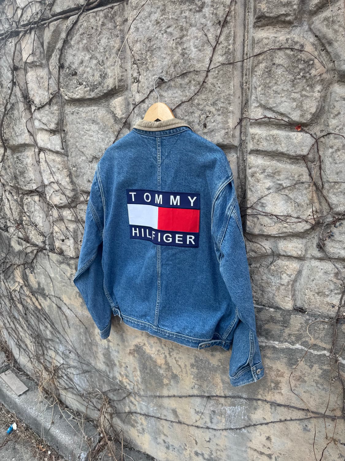90s 타미힐피거 빈티지 빅 로고 데님 자켓 L 상품이미지4