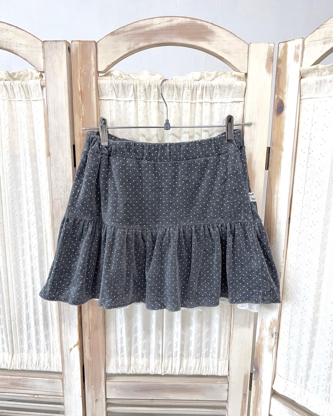 Gray Dot Pleated Mini Skirt 상품이미지8