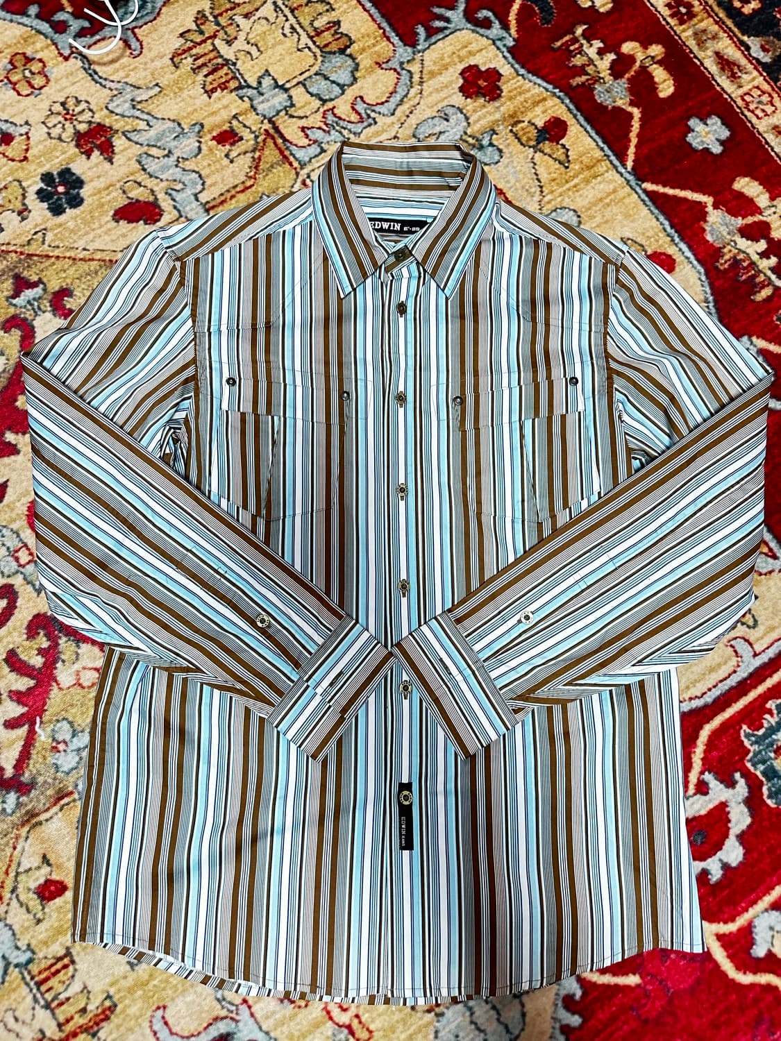 에드윈 투포켓 웨스턴 버튼 스트라이프 셔츠 상품이미지1