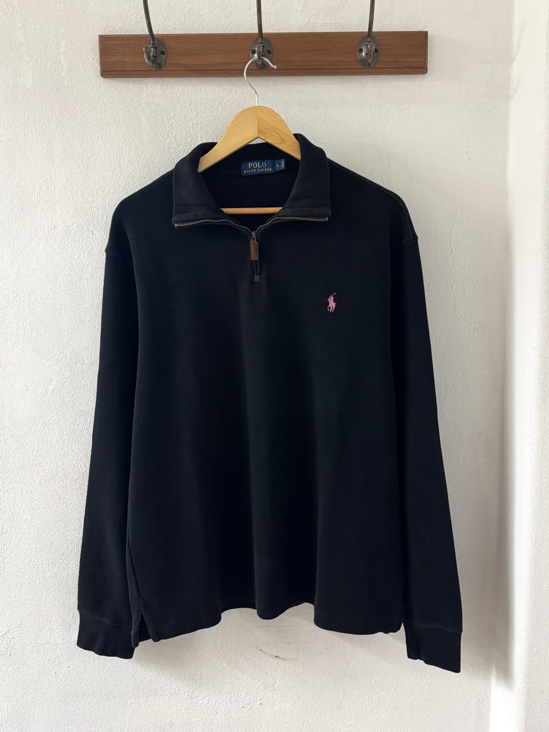 폴로 블랙 핑크포니 반집업 니트 상품이미지2